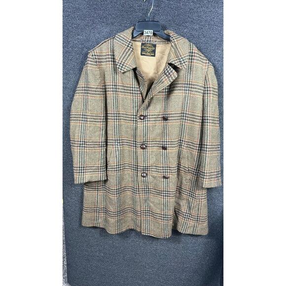 Vintage Bert Paley Ltd Coat Mens Size 46 Plaid Wool Lewis Thos Saltz 60s 70s - Picture 1 of 10
